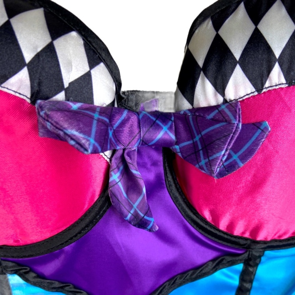 AMSCAN Mad Hatter Corset Bustier Multicolor Adult Size M/L - Picture 4 of 9